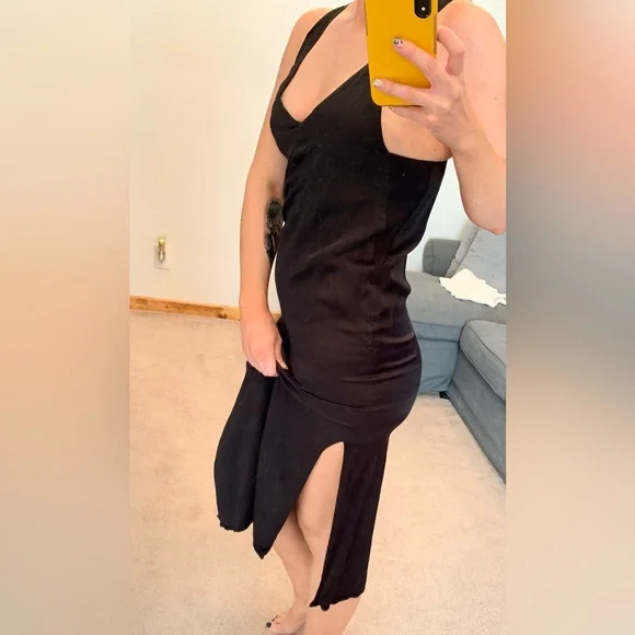 where to find black dresses Erica Tanov | Lola Silk Slip Dress main image 1